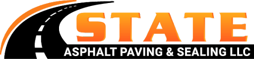 A green background with orange letters that say salt paving.